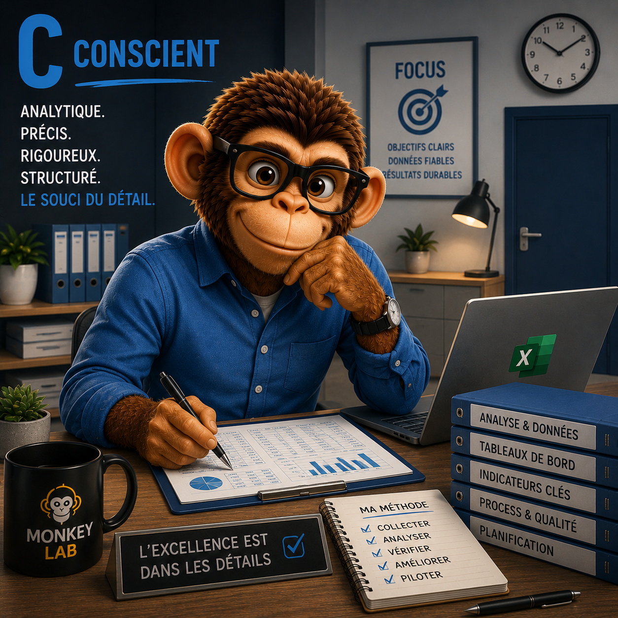 Profil DISC Conscient (bleu) : analytique, précis et rigoureux