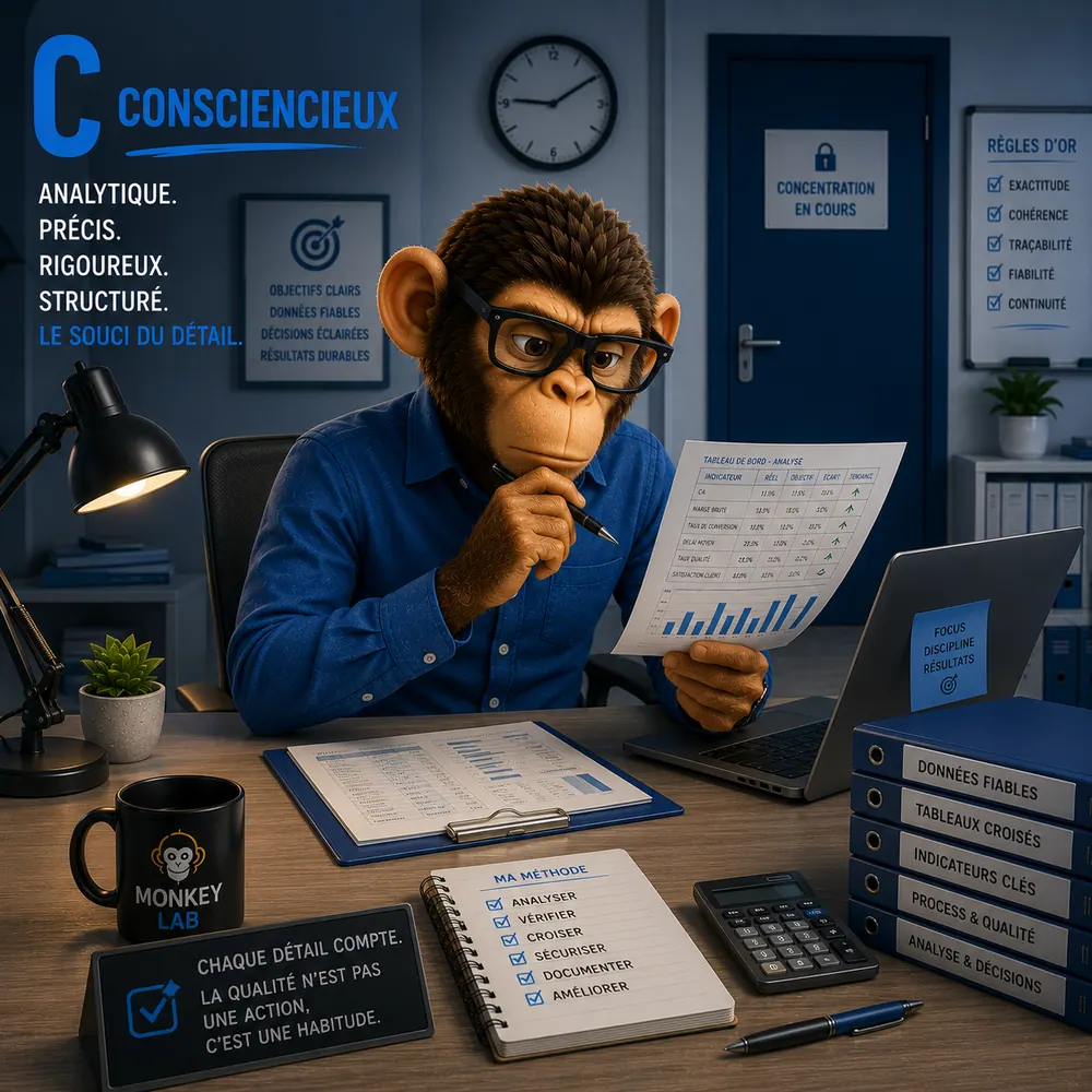 Profil DISC Conscient (bleu) : analytique, précis et rigoureux