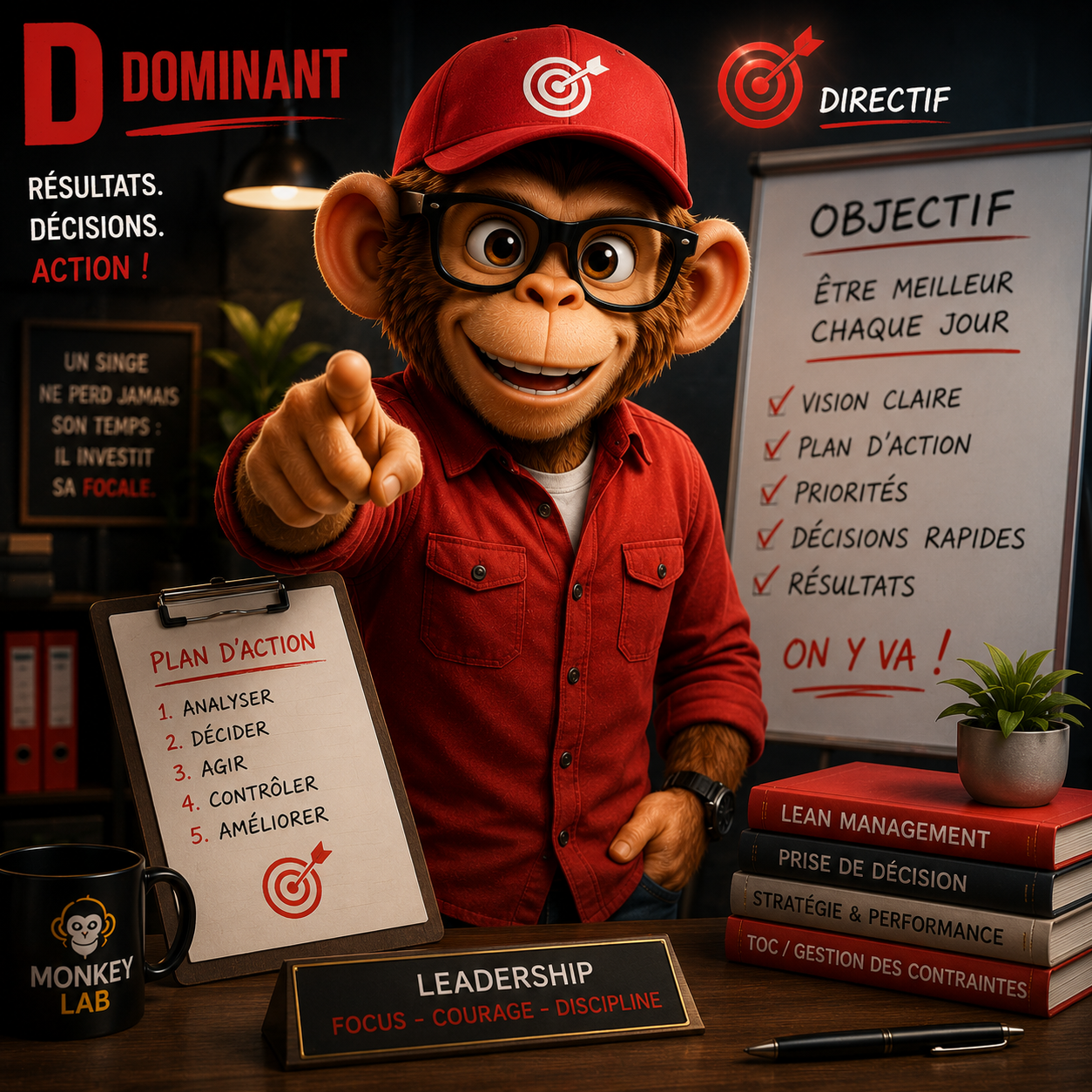 Profil DISC Dominant (rouge) : direct, orienté résultats et action